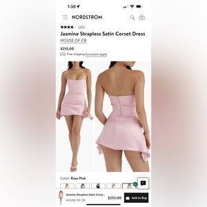 House of Cb rose pink satin dress